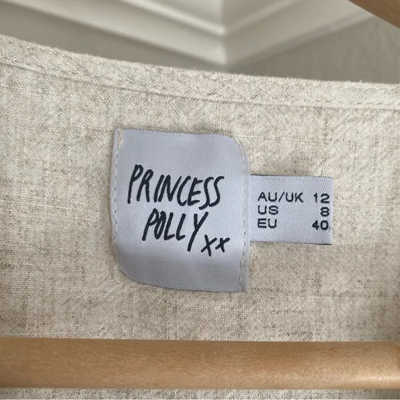 PRINCESS POLLY  Ditsy Tie Front Cutout Romper Beachy Size 8 US Linen Blend - Picture 6 of 7